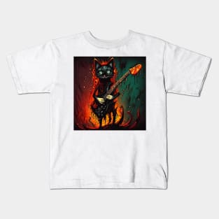 Cat Rock On metal Kids T-Shirt